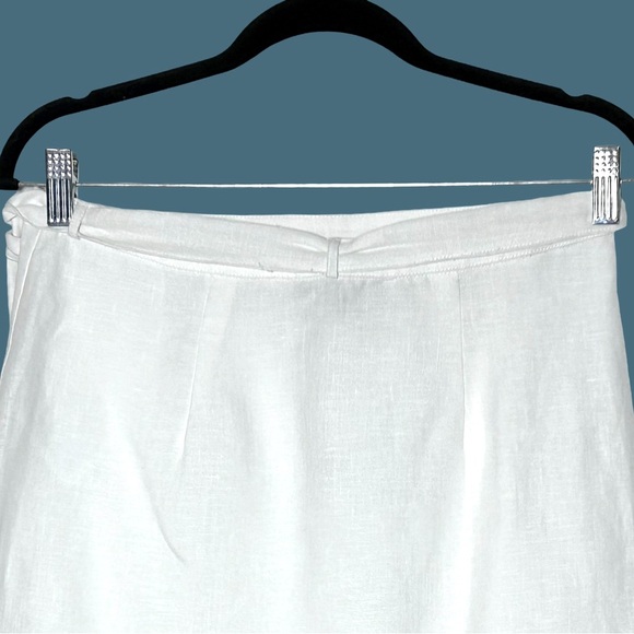 NWT White Wrap Mini Skirt in Linen, Lined, Size 00 - Picture 6 of 11